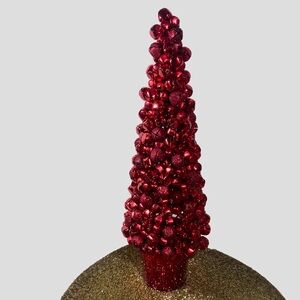 Vintage Red Jingle Bell Tabletop Metal Christmas Tree